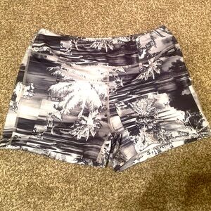Men's Black and White Palm Tree Shorts